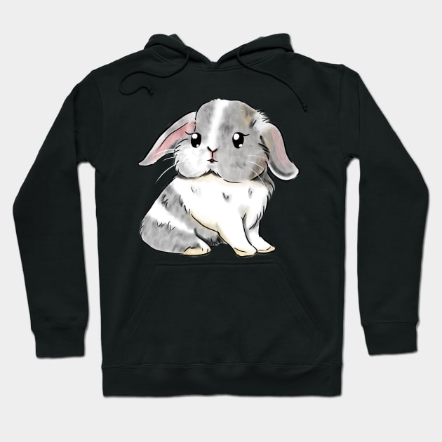 Grey and White Rabbit _ Bunniesmee Hoodie by GambarGrace